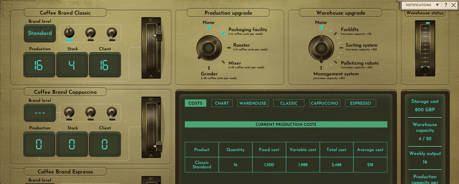 A screenshot of the Production UI.